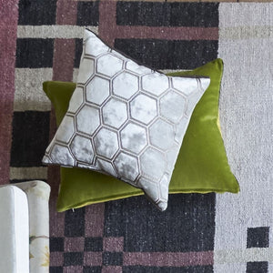 Manipur Oyster Velvet Cushion, by Designers Guild on area rug