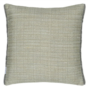 Manipur Silver Velvet Cushion reverse, by Designers Guild