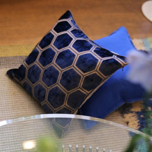 Manipur Midnight Velvet Cushion, by Designers Guild with other throw cushions