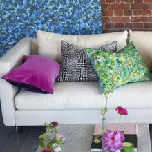 Indlæs billede til gallerivisning Designers Guild Cassia Aubergine &amp; Magenta Cushion on Sofa