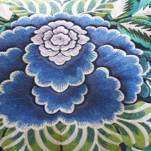 Designers Guild Rose de Damas Embroidered Indigo Cushion flower close up