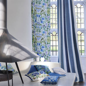 Isolotto Cobalt Cushion, by Designers Guild in living room setting
