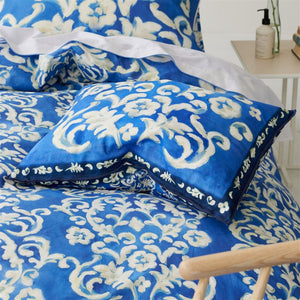 Isolotto Cobalt Cushion close up, by Designers Guild