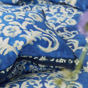 Isolotto Cobalt Cushion close up, by Designers Guild