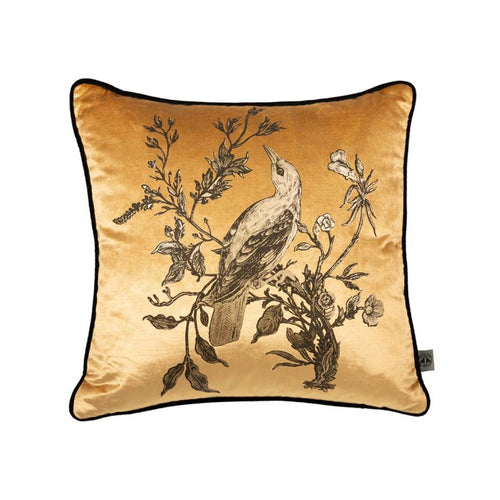 Timorous Beasties Golden Oriole Cushion in Gold Front