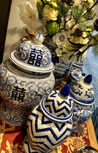 White and Blue Asian Porcelain Jar