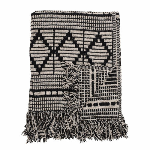 Bloomingville Gutte Black and White Throw Blanket