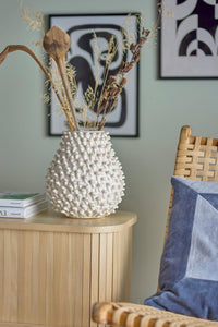 Bloomingville Spikey Natural Stoneware Vase on Sideboard