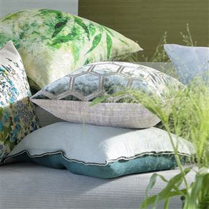 Designers Guild Brera Lino Ocean & Celadon Linen Cushion With Other Designers Guild Cushions