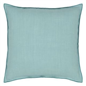 Designers Guild Brera Lino Ocean & Celadon Linen Cushion Reverse