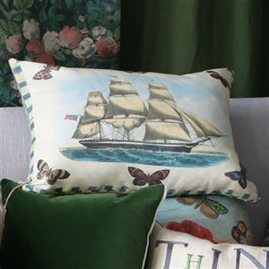 John Derian Blue Coral Cushion in Delft, for Designers Guild with other John Derian cushions