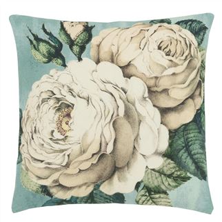 The Rose Cushion in Swedish Blue front, by John Derian