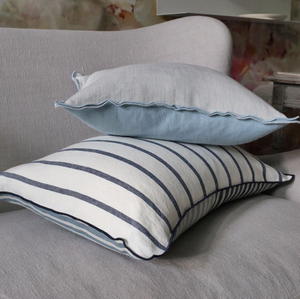 Designers Guild Brera Lino Sky & Cloud Linen Cushion Side View