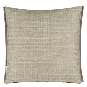 Manipur Ochre Velvet Cushion reverse, by Designers Guild