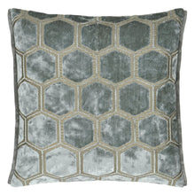 Load image into Gallery viewer, Manipur Silver Velvet Cushion front, by Designers Guild
