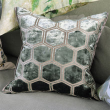 Indlæs billede til gallerivisning Manipur Jade Velvet Cushion up close, by Designers Guild