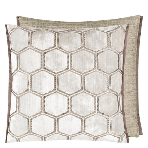 Manipur Oyster Velvet Cushion, by Designers Guild