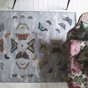 John Derian Mirrored Butterflies Sky Rug in Living Room