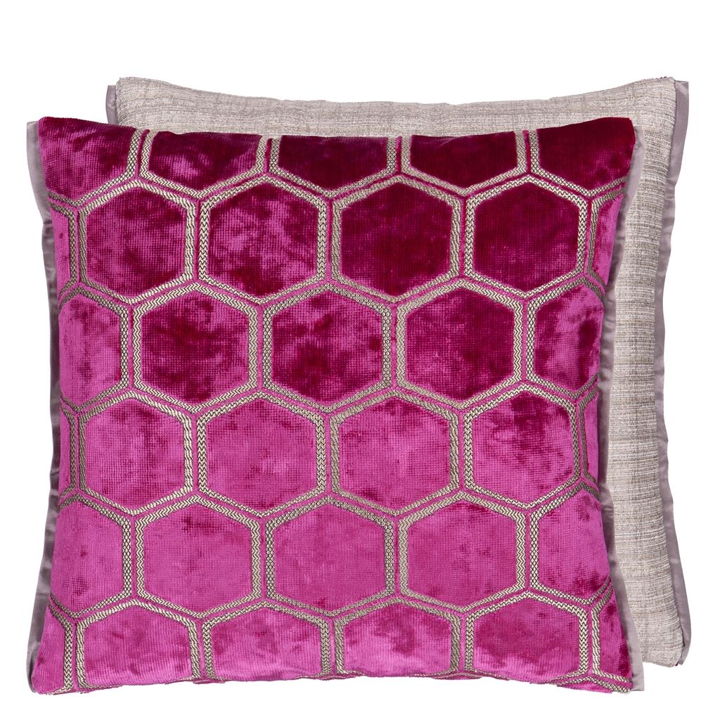 Manipur Fuchsia Velvet Cushion, by Designers Guild