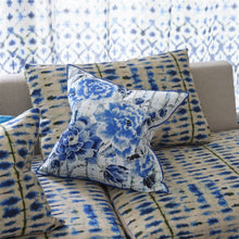 Load image into Gallery viewer, Designers Guild Kyoto Flower Indigo Cushion On Sofa