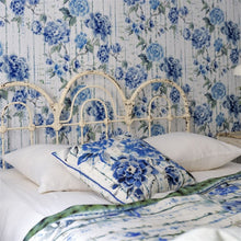 Load image into Gallery viewer, Designers Guild Kyoto Flower Indigo Cushion On Bed