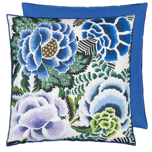 Rose De Damas Cobalt Cotton Cushion, by Designers Guild
