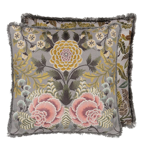 Brocart Décoratif Embroidered Sepia Cushion, by Designers Guild
