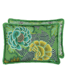 Indlæs billede til gallerivisning Rose de Damas Embroidered Jade Cushion by Designers Guild