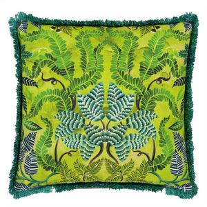 Brocart Décoratif Embroidered Lime Cushion reverse, by Designers Guild