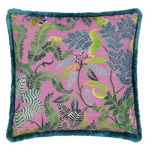 Designers Guild Brocart Décoratif Embroidered Cerise Cushion reverse