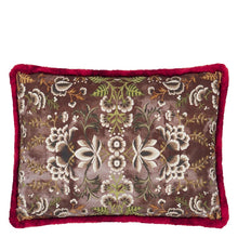 Load image into Gallery viewer, Designers Guild Rose de Damas Embroidered Cranberry Cushion Reverse