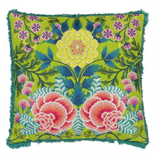 Load image into Gallery viewer, Brocart Décoratif Embroidered Lime Cushion front, by Designers Guild