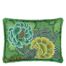 Load image into Gallery viewer, Designers Guild Rose de Damas Embroidered Jade Cushion front