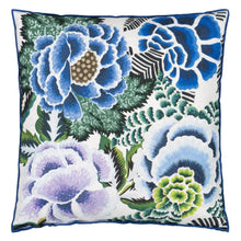 Load image into Gallery viewer, Designers Guild Rose De Damas Cobalt Cotton Cushion front