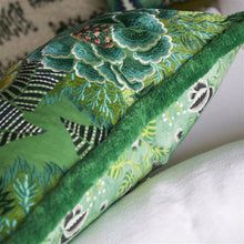 Load image into Gallery viewer, Designers Guild Rose de Damas Embroidered Jade Cushion side view