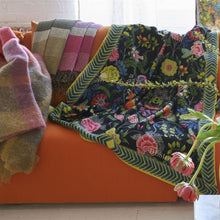 Load image into Gallery viewer, Designers Guild Brocart Décoratif Noir Throw with other Designer Guild Throws on Sofa
