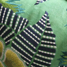 Indlæs billede til gallerivisning Designers Guild Rose de Damas Embroidered Jade Cushion embroidery detail