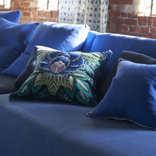 Load image into Gallery viewer, Designers Guild Rose de Damas Embroidered Indigo Cushion mixed with other Designers Guild cushions