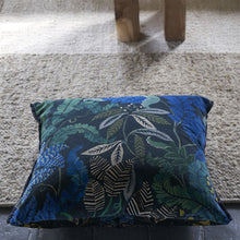 Load image into Gallery viewer, Designers Guild Brocart Décoratif Velours Indigo Cushion Reverse on Area Rug