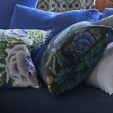 Load image into Gallery viewer, Designers Guild Brocart Décoratif Velours Indigo Cushion Side View