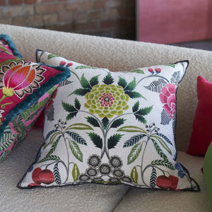 Brocart Décoratif Linen Fuchsia Cushion, by Designers Guild