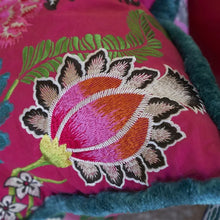 Load image into Gallery viewer, Designers Guild Brocart Décoratif Embroidered Cerise Cushion embroidery close up