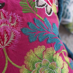 Designers Guild Brocart Décoratif Embroidered Cerise Cushion embroidery detail