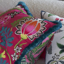 Load image into Gallery viewer, Designers Guild Brocart Décoratif Embroidered Cerise Cushion side view