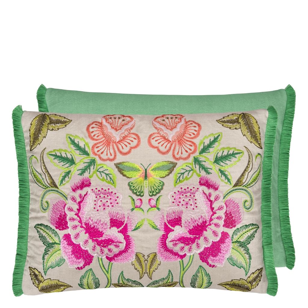 Isabella Embroidered Fuchsia Cushion, by Designers Guild