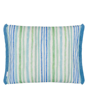 Designers Guild Pompano Aqua Outdoor Cushion Reverse