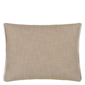 Cartouche Moss Velvet Cushion reverse, by Designers Guild