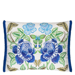 Isabella Embroidered Cobalt Cushion front, by Designers Guild