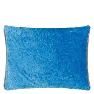 Designers Guild Cartouche Azure Velvet Cushion Front