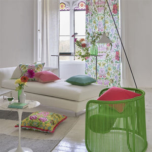 Designers Guild Eleonora Linen Fuchsia Cushion in Living Room